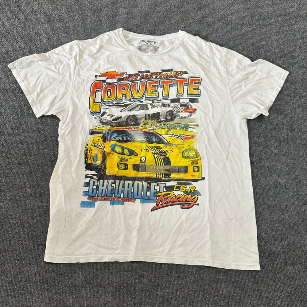 Chemistry T-Shirt Mens Size XL White Corvette Racing C6.R Graphic Cotton Casual